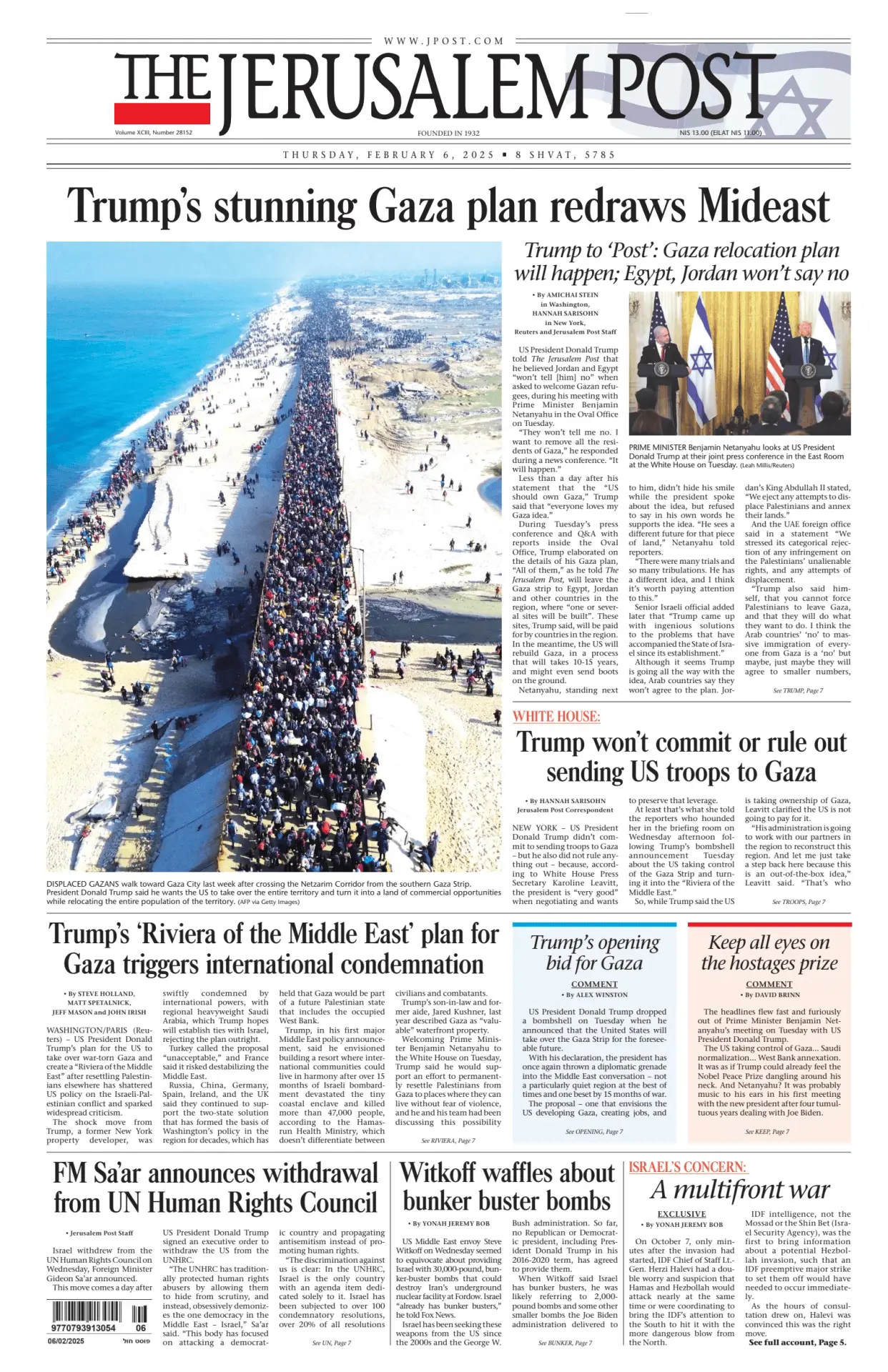 Prima-pagina-the jerusalem post-edizione-di-oggi-06-02-2025